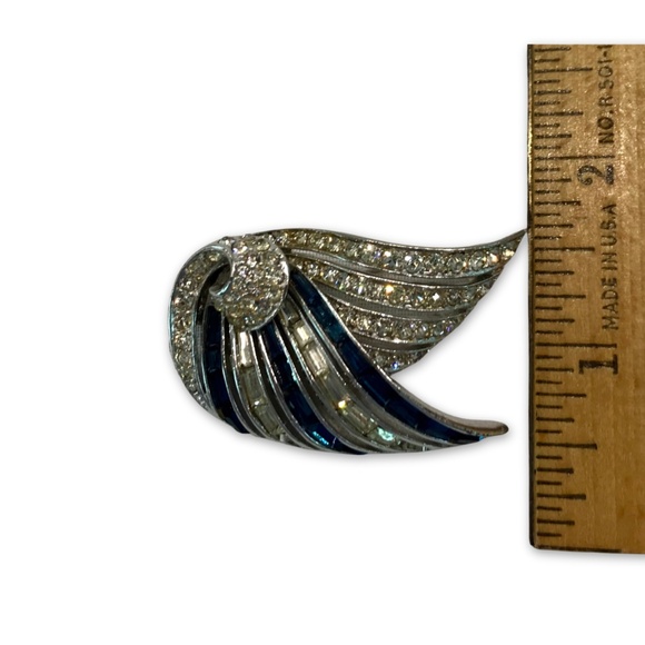 Rare Marcel Boucher Hinged Blue and Clear Rhinestone Pin Collectible - On Sale - Picture 3 of 5
